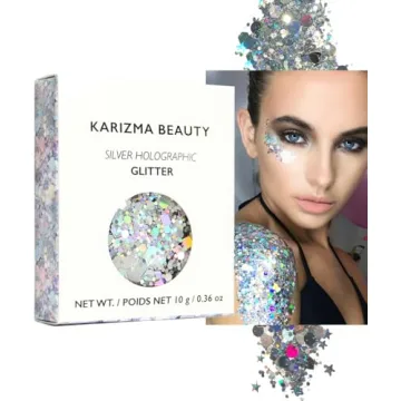KARIZMA Holographic Silver Body Glitter 10g for Bold Makeup Looks