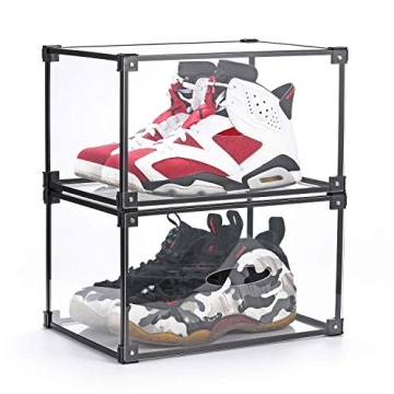 YPath Clear Acrylic Shoe Box Plastic Stackable-Sneaker Storage Drawer Containers Shelf-Magnetic Lids...