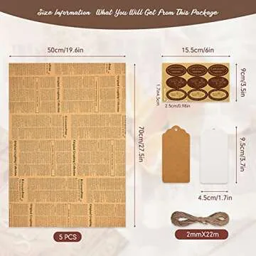 Tenare 18 Pack Newspaper Wrapping Paper Vintage Book Wrapping Paper Sheets for Birthday Valentine‘...