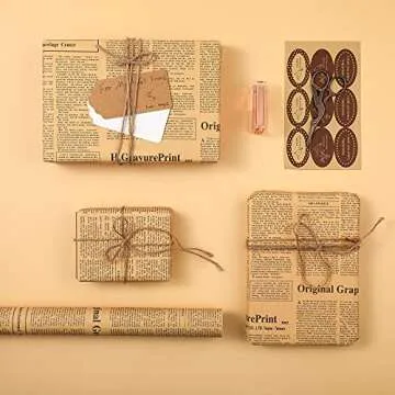 Tenare Vintage Newspaper Wrapping Paper Pack 18 Sheets