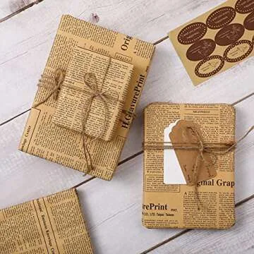 Tenare Vintage Newspaper Wrapping Paper Pack 18 Sheets