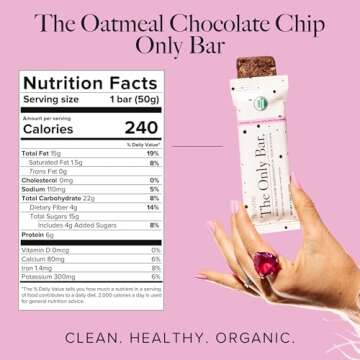 Truvani Plant Based Snack Bars | Oatmeal Chocolate Chip 4 Pack | 6g Protein | USDA Organic and Vegan...
