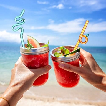 Gerrii 10 Pcs Colorful Wavy Glass Straws for Drinks