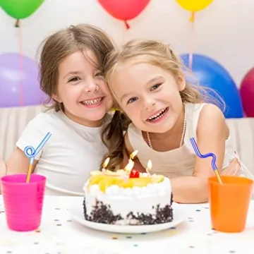 Gerrii 10 Pcs Colorful Wavy Glass Straws for Drinks