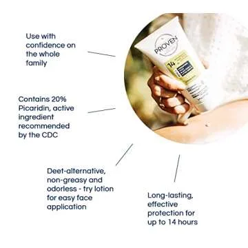 Proven Insect Repellent Lotion, Keep Mosquitoes, Ticks and Flies Off, DEET Alternative Repellent, Up to 14-Hour Protection, Great for Outdoor Camping and Hiking, 6 Ounce, Odorless Lotion