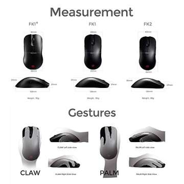 BenQ ZOWIE FK1 Ambidextrous Gaming Mouse for Esports (Large)