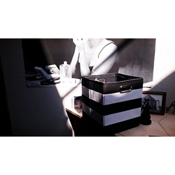 Foldable Black and White Storage Cube Baskets - Stylish and Durable