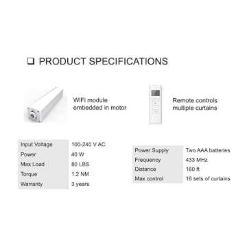 Homesupplier Smart Curtains, Remote Control Curtain Rod, WiFi Control, Compatible with Alexa, Google Home, Varied Length (13 ft Rod)