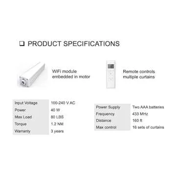 Homesupplier Smart Curtains, Remote Control Curtain Rod, WiFi Control, Compatible with Alexa, Google Home, Varied Length (13 ft Rod)