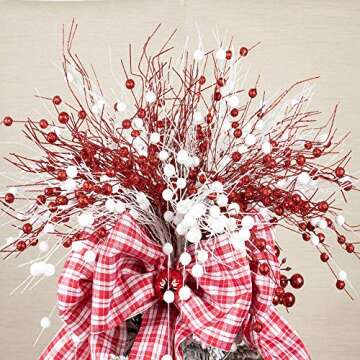 KI Store White Christmas Tree Picks Sprays Set of 20 Glittered Twigs Decor for Christmas Tree Decoration Wreath Garland Floral Arrangement