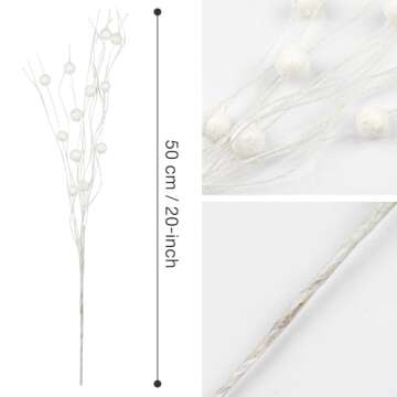KI Store White Christmas Tree Picks Sprays Set of 20 Glittered Twigs Decor for Christmas Tree Decoration Wreath Garland Floral Arrangement