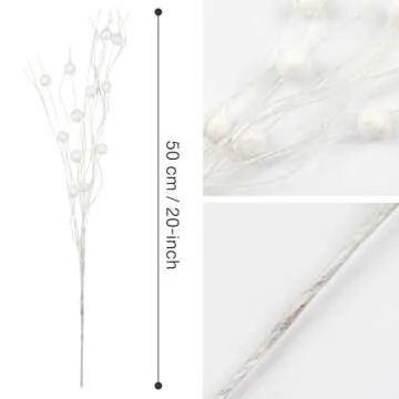 KI Store White Christmas Tree Picks Sprays Set of 20 Glittered Twigs Decor for Christmas Tree Decoration Wreath Garland Floral Arrangement