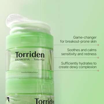 Torriden BALANCEFUL Toner Pads (60 Pads) | Daily Exfoliating Pads with PHA & LHA for Oily, Combo, and Sensitive Skin | 5D CICA, Panthenol