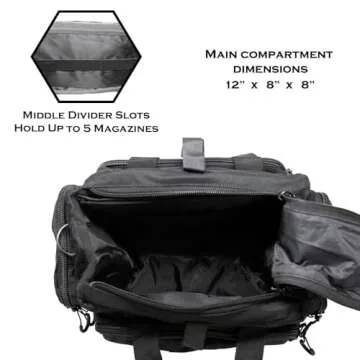 Exos Tactical Range Bag - Medium Size Range Bag for Shooting - Gun Case for Handguns, Ammo Storage, Tactical Backpack, Molle Webbing, Free Subdued USA Patch, Designed in the USA (Black)