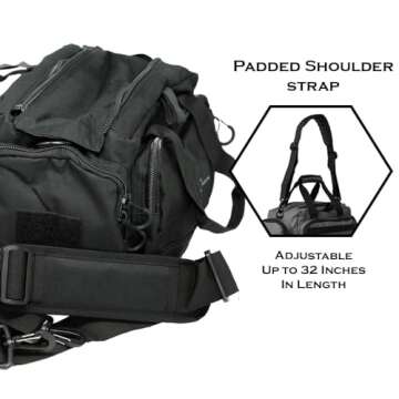 Exos Tactical Range Bag - Medium Size Range Bag for Shooting - Gun Case for Handguns, Ammo Storage, Tactical Backpack, Molle Webbing, Free Subdued USA Patch, Designed in the USA (Black)