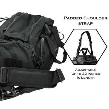 Exos Tactical Range Bag - Medium Size Range Bag for Shooting - Gun Case for Handguns, Ammo Storage, Tactical Backpack, Molle Webbing, Free Subdued USA Patch, Designed in the USA (Black)