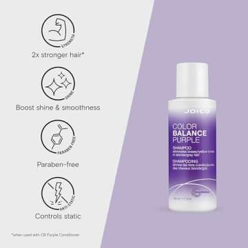 Joico Color Balance Purple Shampoo | For Cool Blonde, Gray Hair | Eliminate Brassy Yellow Tones | Boost Color Vibrancy & Shine | UV Protection | With Rosehip Oil & Green Tea Extract | 1.7 Fl Oz