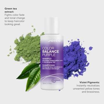 Joico Color Balance Purple Shampoo | For Cool Blonde, Gray Hair | Eliminate Brassy Yellow Tones | Boost Color Vibrancy & Shine | UV Protection | With Rosehip Oil & Green Tea Extract | 1.7 Fl Oz