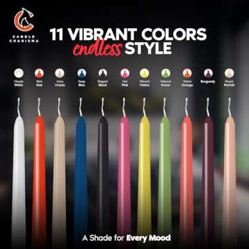 Ivory Cream 10 Inch Taper Candles - Pack of 12 Premium Unscented, Dripless & Smokeless Hand-Dipped Candles for Birthday, Wedding or Dinner Decorations and Formal Candlelighting