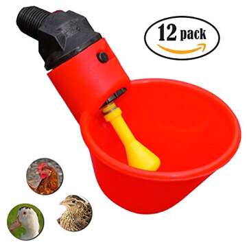 Cruzadel Automatic Chicken Drinker Cups, Clean Water Dispenser for Any Breed of Poultry (Pack of 12)