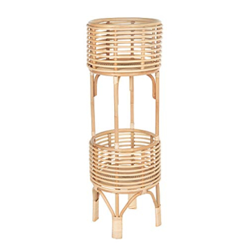 KOUBOO Rattan Two-Tier Plant Stand for Indoor Decor