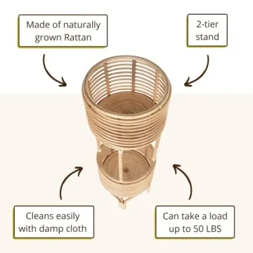 KOUBOO Rattan Two-Tier Plant Stand for Indoor Decor