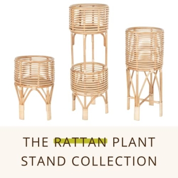 KOUBOO Rattan Two-Tier Plant Stand for Indoor Decor