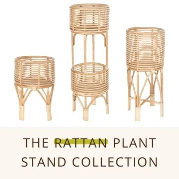 KOUBOO Rattan Two-Tier Plant Stand for Indoor Decor