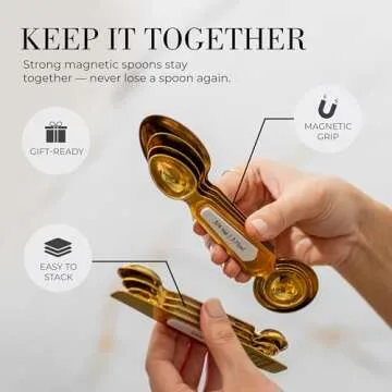 Elegant White and Gold Measuring Spoons Set with Leveler
