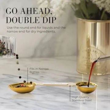 Elegant White and Gold Measuring Spoons Set with Leveler