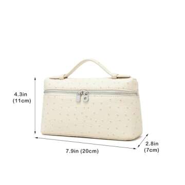 Rejolly Crossbody Bag for Women L19 Pouch Top-Handle Leather Bag Designer Handbag Quiet Luxury Trendy Purse Ostrich Cream White