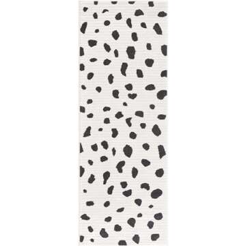 Hauteloom Tariffville Modern Animal Print Dalmatian Style Area Rug for Living Room, Bedroom, Kids Room, Nursery - High Pile Carpet - Black and White, Charcoal - 5'3" x 7'3" (5x7)