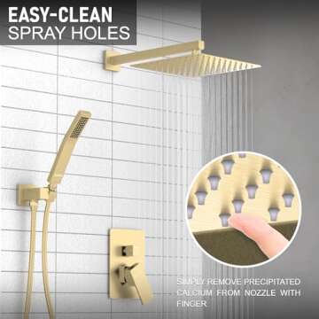 KOJOX Shower System Bathroom Luxury 12 Inch Rain Shower Head with Handheld Mixer Shower Combo Set Wa...