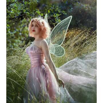 SOLIEHOO Girls Wings Fairy Wings, Sparkling Sheer Wings for Women Adults Butterfly Wings for Kids Birthday Halloween Dress up