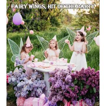 SOLIEHOO Girls Wings Fairy Wings, Sparkling Sheer Wings for Women Adults Butterfly Wings for Kids Birthday Halloween Dress up