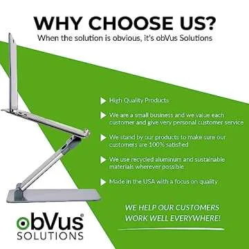 obVus Solutions Adjustable Laptop Tower Stand | Multiple Awards from Top Technology, Business and Health Magazines | Sitting to Standing in Seconds | Reduce Back and Neck Pain | Made in The USA
