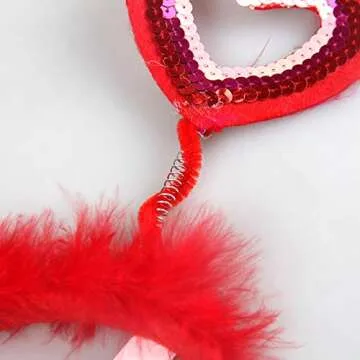 BinaryABC Valentine's Day Dog Headband Sequin Heart Headband,Valentines Day Pet Costume Accessories,Valentines Day Pet Outfit Hair Accessories,2Pcs
