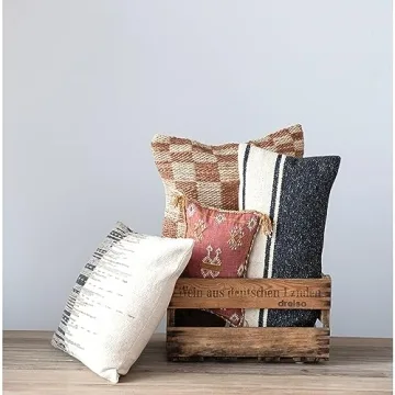 Creative Co-Op 18-Inch Jute Embroidery Pillow for Style