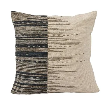 Creative Co-Op 18-Inch Jute Embroidery Pillow for Style
