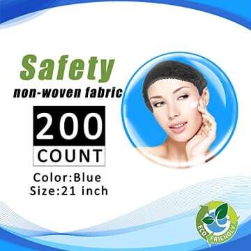 Smilco Black Disposable Bouffant Caps pack of 200, 21inches Hair Net, Elastic Dust Cap for Food Serv...
