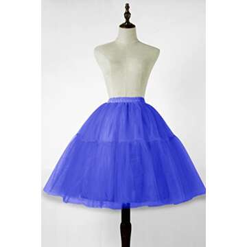 Tulle Skirt,Women's Midi Tulle Tutu Skirt Fluffy Princess Five Layers A line Party Prom Underskirt (...