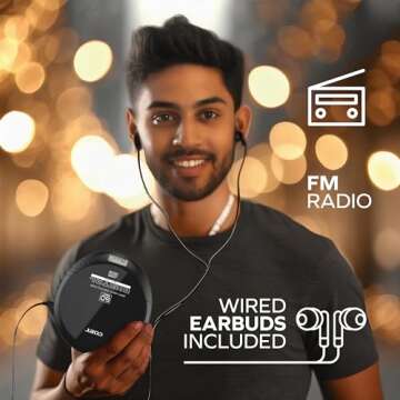 Coby Portable CD Player with Headphones, FM Radio, MP3 Compatibility, LCD Display Portable Discman, ...