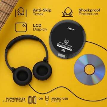 Coby Portable CD Player with Headphones and Radio