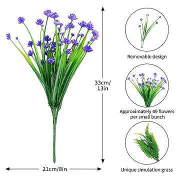 STYLIFING 12 Bundles Artificial Flowers for Outdoor UV Resistant Plastic Plants Fake Flowers for Hanging Planters Garden Porch Patio Window Box Wedding Decoration