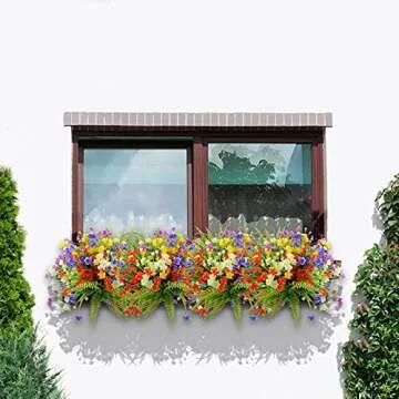 STYLIFING UV Resistant Artificial Flowers for Indoor Outdoor Decoration