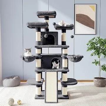 Allewie 68 Inches Multi-Level Cat Tree House in Grey