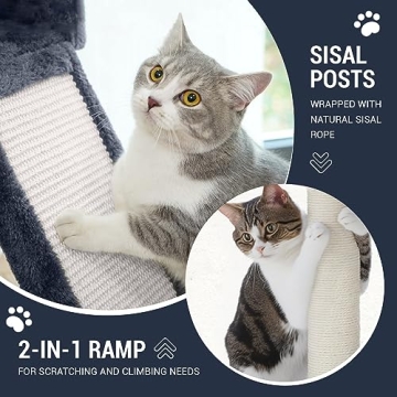 Allewie 68 Inches Multi-Level Cat Tree House in Grey