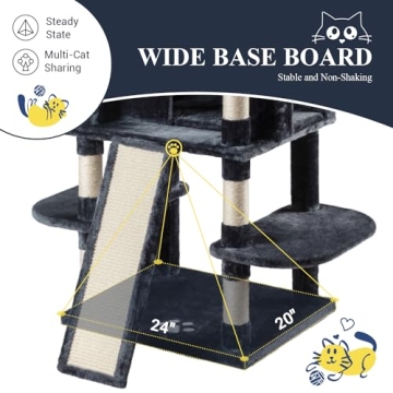 Allewie 68 Inches Multi-Level Cat Tree House in Grey