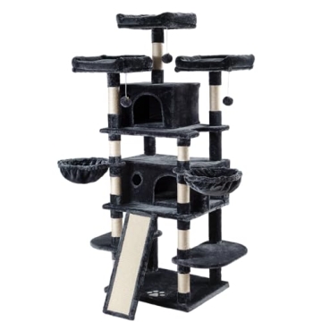 Allewie 68 Inches Multi-Level Cat Tree House in Grey