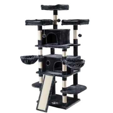 Allewie 68 Inches Multi-Level Cat Tree House in Grey